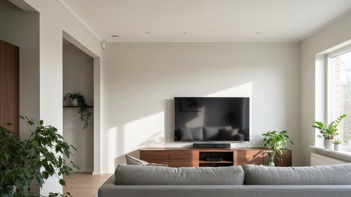 Climatisation moderne dans un salon lumineux avec unité murale split