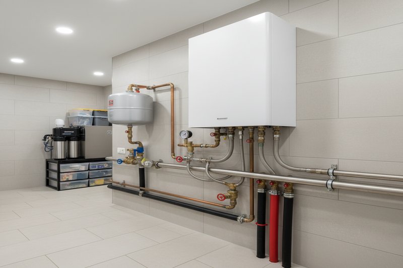 Module hydraulique intérieur d'une pompe à chaleur air-eau dans un local technique