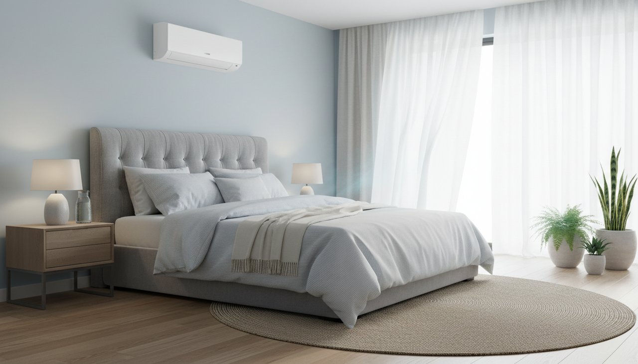 Intérieur confortable de maison climatisée, unités intérieures discrètes dans différentes pièces