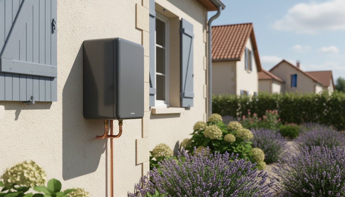 PAC air-eau monobloc installée sur facade maison