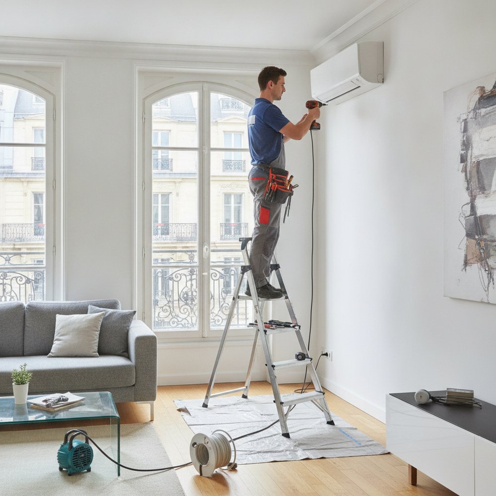 Installation d'une climatisation murale dans une maison de 100 m2