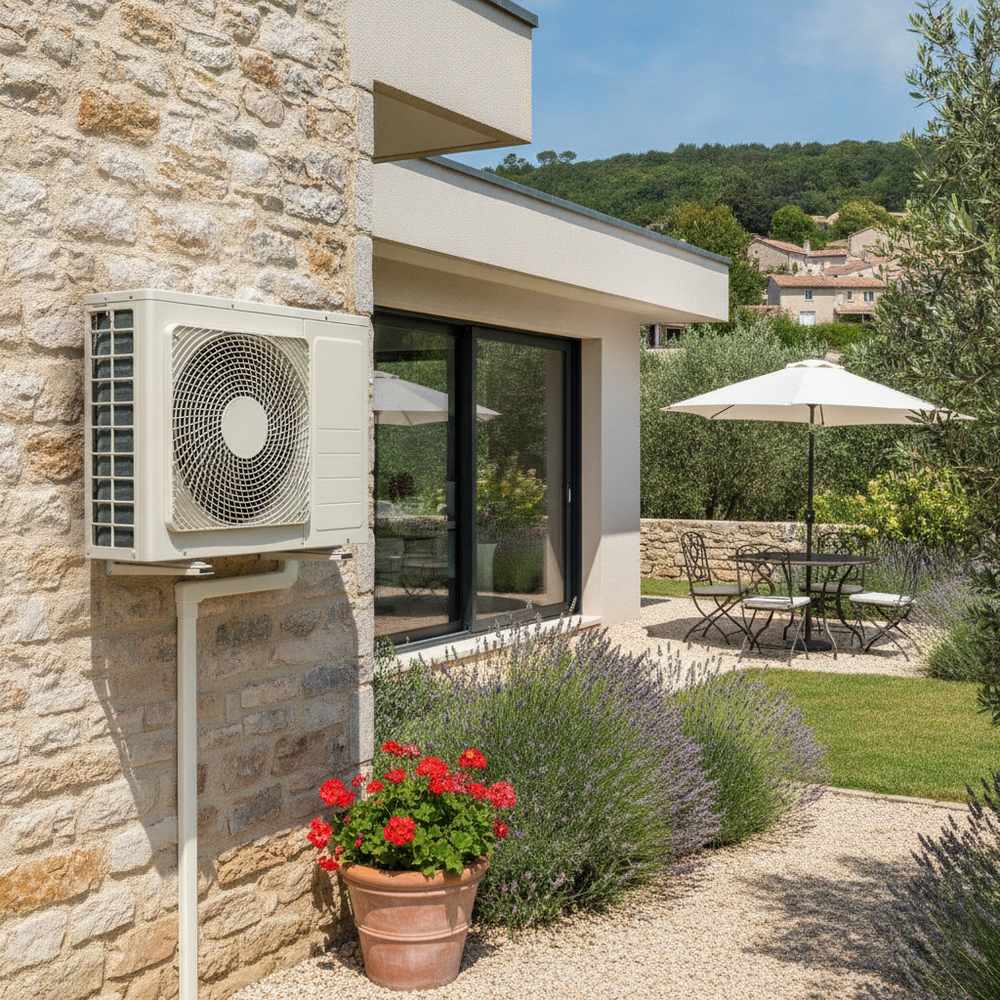 Unite exterieure de climatisation sur une maison individuelle