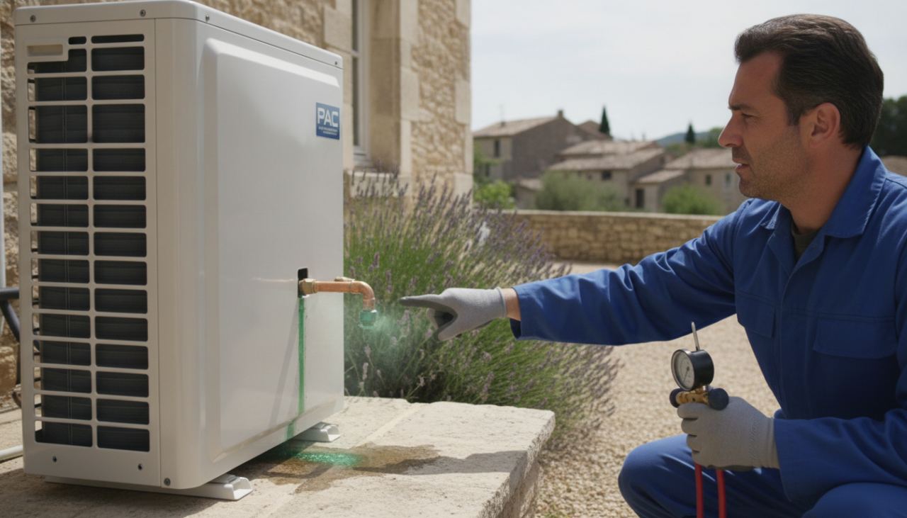entretien pac air eau fuite fluide frigorigene