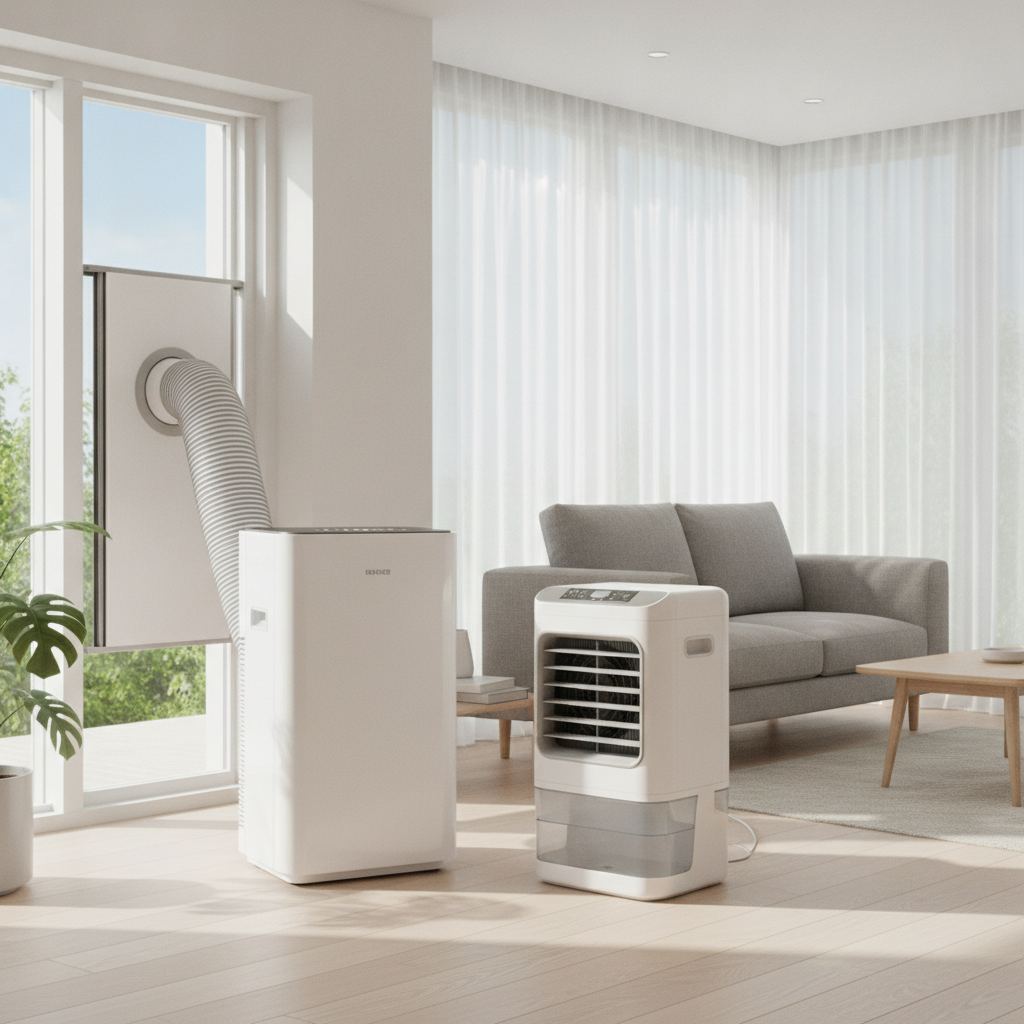 comparaison entre climatiseur mobile avec gaine et rafraichisseur d air