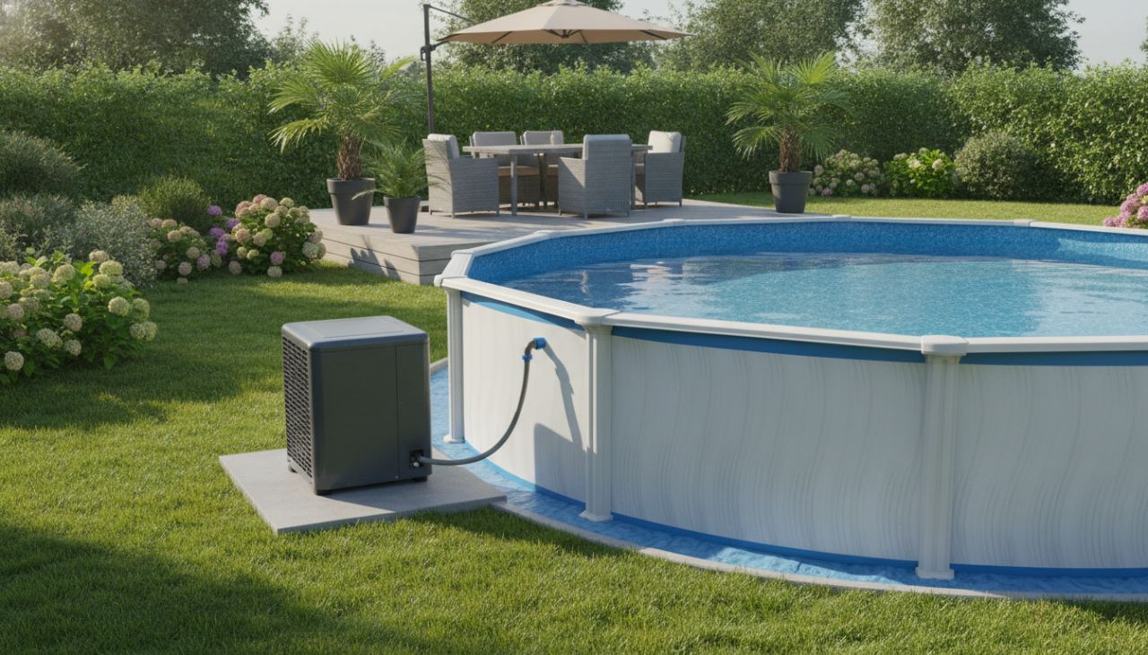 pompe a chaleur piscine hors sol - illustration