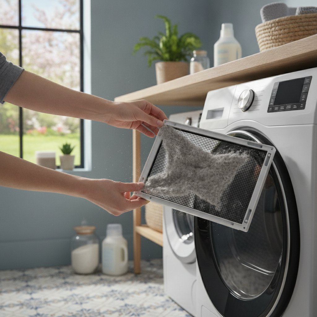 Nettoyage du filtre à peluches d'un sèche-linge à pompe à chaleur